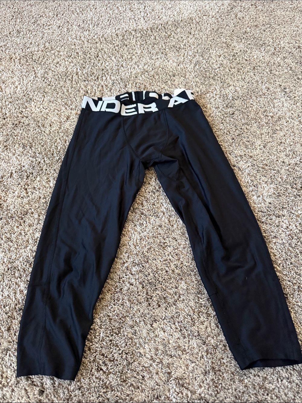 Under Armour Black Leggings with White Logo Waistband